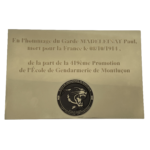 Plaque gravée en Bronze massif